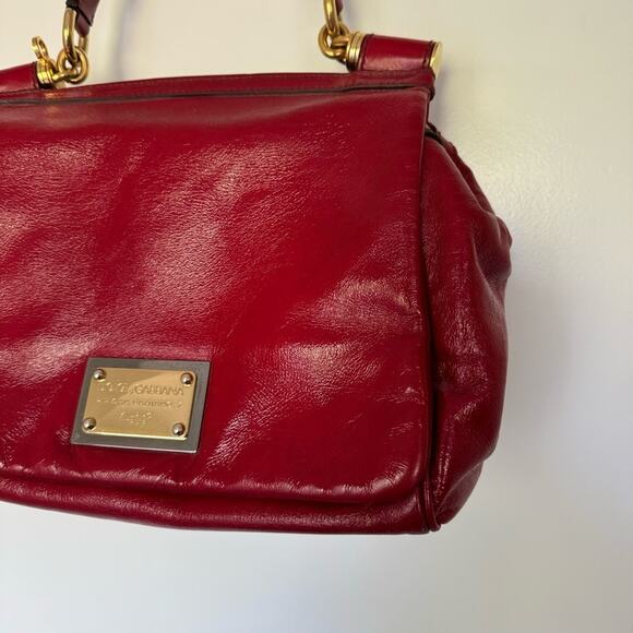 Dolce and Gabbana Miss Sicily Top Handle Bag Red Patent Leather - Picture 6 of 16